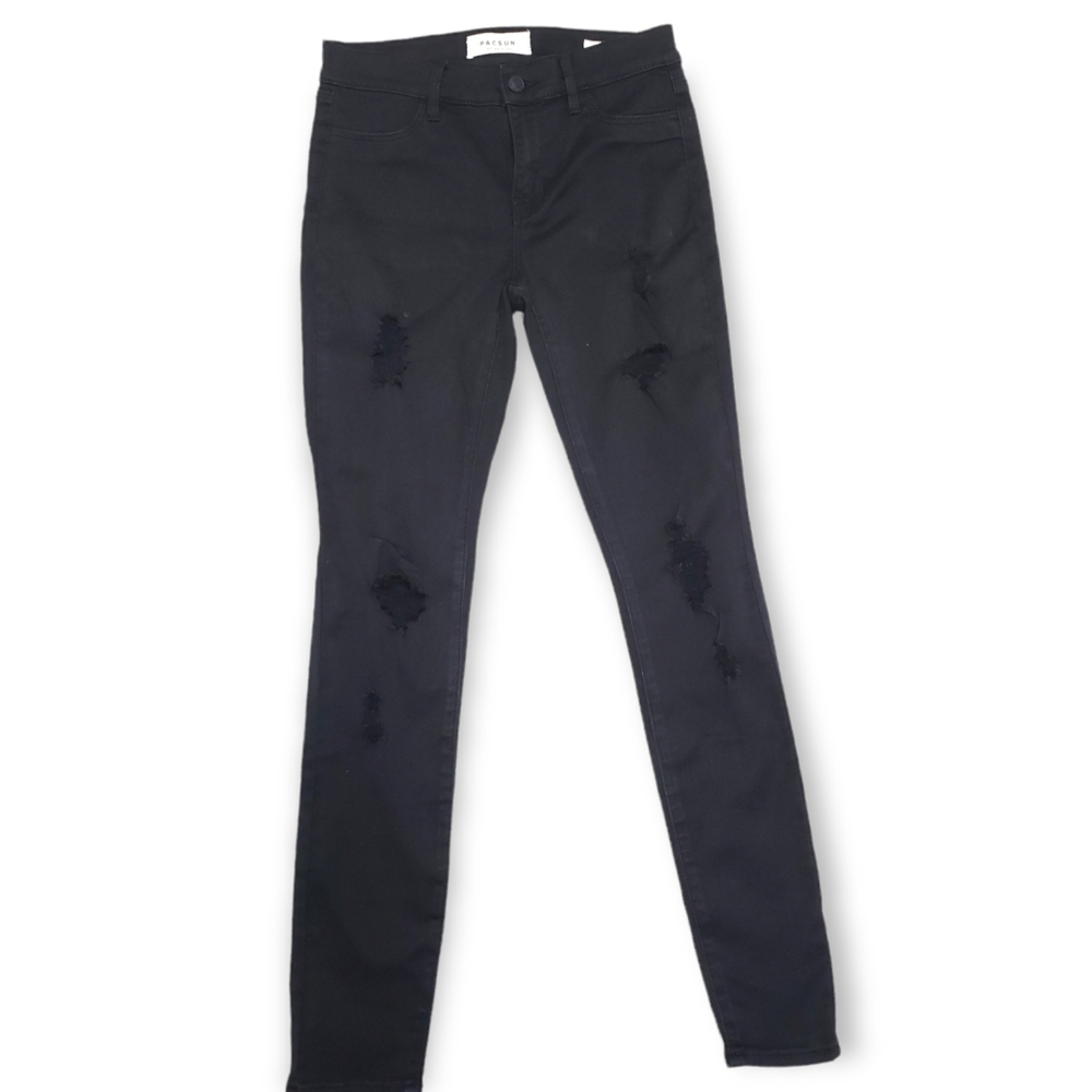 PacSun Black Jeggings Distressed Holes Rips Size 25